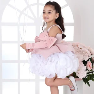 Girls Princess Dress Pink Satin Sleeveless O Neck Eco friendly Formal Mesh Tutu Skirt Children’s Clothing