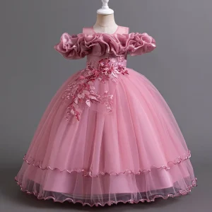 Girls’ Princess Dress for Weddings Birthdays & Performances Unkempt Skirt Cute Flower Girl Clothes Girl Dress for Party
