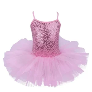 Girls Sequined Performance Wear With Knickers Ballet Tutu Dress 4 Layers Mesh Tulle Dance Leotard Dresses for Kids