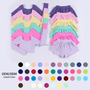 Girls Sports Casual Clothing Set Long Sleeve Top and Shorts with Solid Pattern Fall Sweat Suits for Toddlers