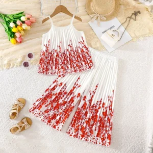 Girls Summer Camisole Floral Wide Leg Set