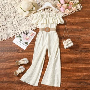 Girls Summer Holiday Overalls Off Shoulder Jumpsuit Printed 8 to 12 Years Old Girl’s Clothing