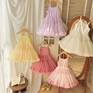 Girls Summer Princess Dress for 1-6 Years Sweet Fluffy Luxury Elegant Beautiful Trendy Style Dress