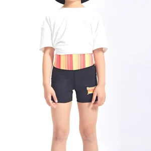 Girls’ Summer Quick Dry High Waist Running Board Shorts Cotton Kids Clothes with Elastic Waist Closure