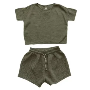 Girls Summer Short Sleeve 2Pcs Kids Clothing Set for Boys and Girls 100% Cotton Breathable