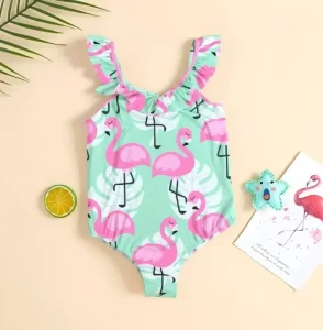 Girls Swimwear Baby One Piece Swimsuit Pink Print Cute Beach Swimwear Children’s Swimsuit