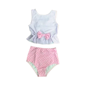 Girls Swimwear Kids Swimsuit Pink Print Flowers Cute Beach Swimwear Children’s Swimsuit