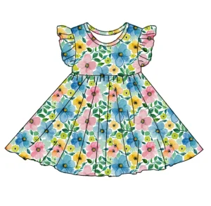 Girls Twirl Dress Summer Flutter Sleeve Baby Girl Dresses Kids Flower Girl Dresses