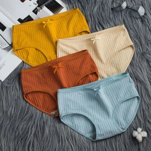 Girls Underwear Suppliers Cotton Mid Waist Female Briefs Breathable Soft Women’s Panties