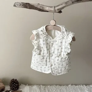 Girls Vests&Waistcoats Kids Winter Girl Thickened Warm Infant Printed Flying Sleeve Vest Coat