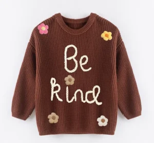 Girls Warm 100% Cotton Knit Sweater Custom Embroidery Personalized Name Long Sleeve Autumn Winter Christmas