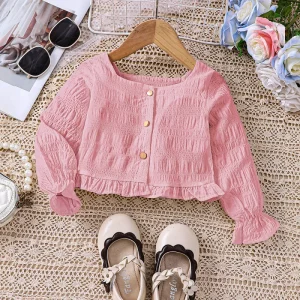 Girls White Blouse Kids Long Sleeve Shirt Summer Toddler Princess Cotton Lace Top Children Ruffle Neck Blouse