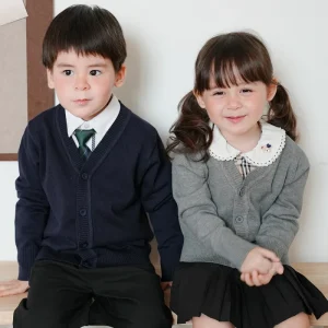 Girls and Boys Children’s Long Sleeve Cardigan Big Size School Uniform Tops Knitted Sweaters