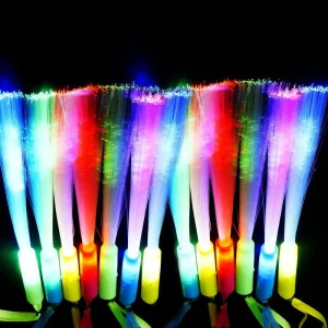 Glow in Dark Party Favors Supplies Toys Accessories for Kids Mardi Gras Light up Fiber Optic Wand LED Sparklers Fireworks Sticks
