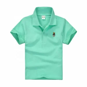 Golf Boy Polo Shirt Woven Sport T Shirt with Short Striped Sleeve Formal Uniform in Solid Color with Digital Printing
