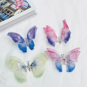 Gradient Rainbow Colorful Flexible Hair Clip Kids Hair Clips Butterfly Hairpins Girls Hair Accessories Headwear Styling Tool