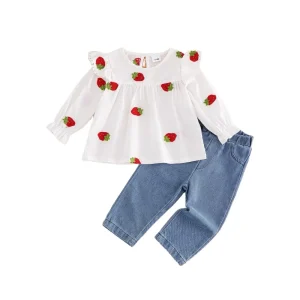 Great Quality Spring and Autumn Casual Cotton Two Piece Girls Clothes Sets