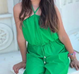 Green Girl Jumpsuit Daily Casual Romper Onesie Clothing for Kids