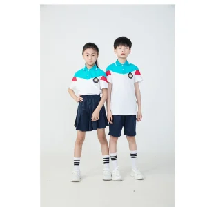 Green and White Polo T Shirt Navy Blue Color Short Skirt for Girls Navy Blue Shorts for Boys Children Clothes