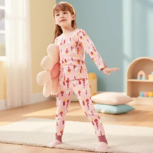 Guangzhou Cartoon Print Homewear Toddler Pajamas Set Kids Cotton Long Sleeve Girls Sleepwear Pajamas Girls Sleepwear