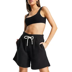 Guangzhou Jwin Custom Girls Cotton Sweat Shorts Embroidery Women Drawstring Casual Shorts for Women