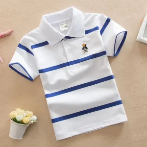HANO 20 Color Choice Boys T shirts Polo Cotton Kids Baby T shirts Stripe School Uniform Polo T shirt for Kids