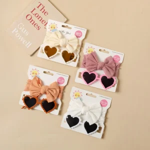 HB40024 Fabric Bow Kid Hair Accessories Solid Color Children Elastic Scrunchie Fashion Temperament Flower Sunglasses Hair Tie