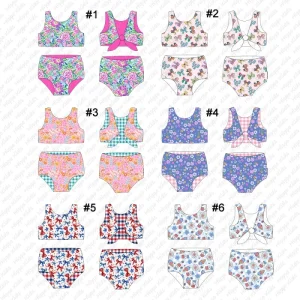 HIPPO KIDS New Arrival Little Girls Bikini Sets Custom Print Kids Swimwear Summer Girls Beachwear Children Two Piece Bath Suit