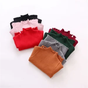 Hand Made Plain High Collar Sweaters for Girls