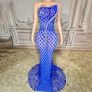Hand Made Rhinestone Black Prom Party Dresses Ball Gown Backless Low Cut Prom Dresses for Black Girls Floor Length