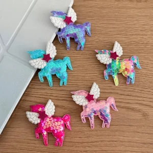 Handmade Cartoon Sequins Unicorn Wings & Stars Children’s Gift Hair Accessories & DIY Jewelry Fabric Toy