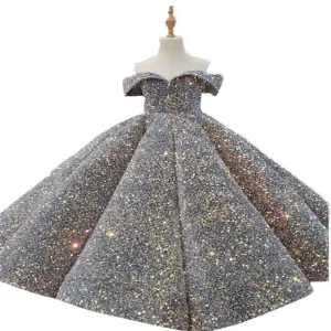 Handmade High Quality Girl Wedding Dress Flower Girl Birthday Party Dresses Children Christening Costume Party Long Gown