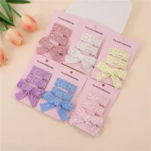 Handmade Lace Bow Hair Clips Princess Baby Bow Set Elegant Hair Clips Kids Hair Accessories