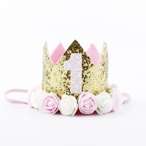 Happy First Birthday Party Hats Decor One Birthday Hat Princess Crown 1st 2nd 3th Year Old Number Baby Kids Hair Accessory