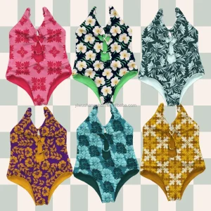 Hawaiian Designs Kids Girls Bikini Sleeveless Short Style Summer Baby Girls Beach One Piece Swimwear
