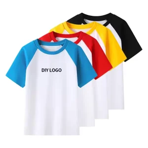 Healthy Cotton Matching Color Kids Round Neck t Shirts Custom logo Children t Shirts for Boy and Girls