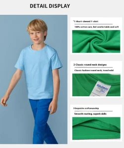 Heavyweight Boys T Shirt Breathable Casual Children 100% Cotton Plain T shirt