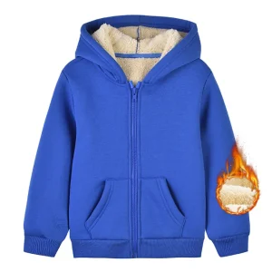 Heavyweight Fleece Lined Pullover Sweatshirt Zip Up Hoodie for Kids and Toddlers Winter Jacket with Hood for Boys and Girls