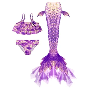 High Elastic Toddler Swimsuit for Girls Mermaid Tail Quick Dry Tankini Swimwear TV Movie Costume for Children
