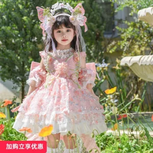 High End Girls Formal Outfit Elegant Dress for Stage Show & Birthday