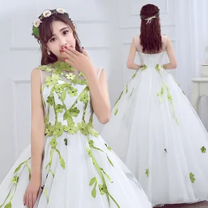 High Neck Flowers Girls Dresses Burgundy Lace Applique Long Sleeve Teens Princess Pageant Gowns Prom Wedding Party Dress