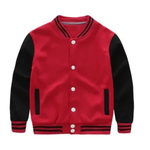 High Quality 100% Cotton Custom Baseball Jackets Boy French Terry Long Sleeve Baseball Sports Jacket Kids School Jacket Uniform