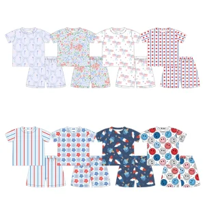 High Quality Bamboo Custom Two Piece Set Girls Sweet Cute Printed Breathable Sunscreen Speed Dry Summer Shirt Shorts Clothing