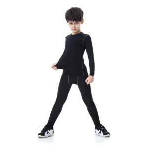 High Quality Children’s Sportswear Suit Boy’s Football Volleyball Training Long Sleeved Jogging T Shirt Seamless Pants Tights