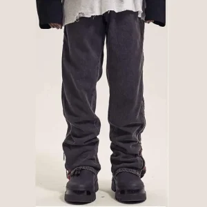 High Quality Custom Label Trousers for Men Baggy Pockets Boys Men Street Wear Stock Zipper Denim Men Jeans Pants