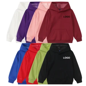 High Quality Custom Logo 95% Cotton 5% Spandex Children’s Hoodie Sweatshirt Pullover Boys Girls Kids Hooded Clothes