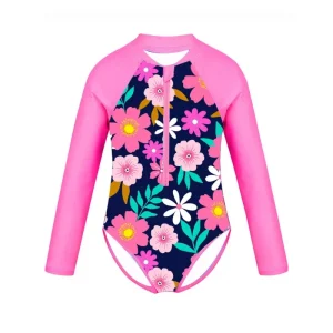 High Quality Custom One Piece Kids Swimwear Long Sleeve Swimwear for Girl Kids