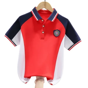 High Quality Custom Patterns 100% Cotton School Uniform Nursery School Kids Boys Girls Blue Polo T Shirts