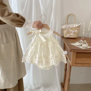 High Quality Cute Princess Dress Baby Romper for Infants Girls Button Closure for Summer Full Month Hundred Days Jumpsuit