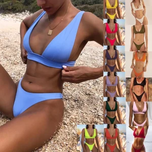 High Quality Fashion Blue Open Girl Beautiful Swimsuits Transparent Bikini Set